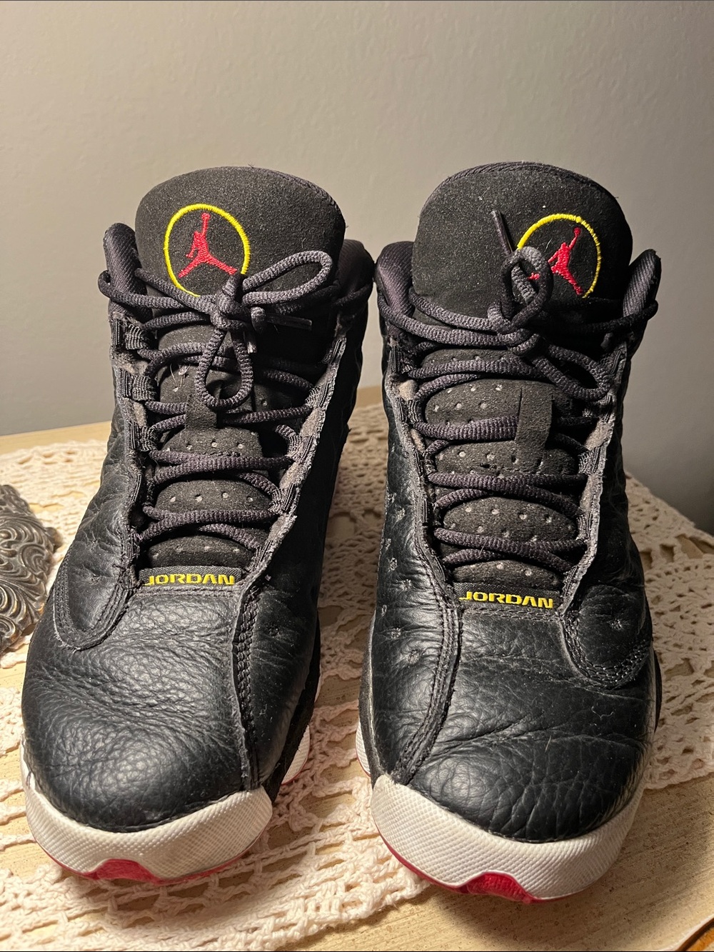 Jordan Black Sneakers with Red and Yellow Accents size 7 women’s / 5.5Y/38 eu